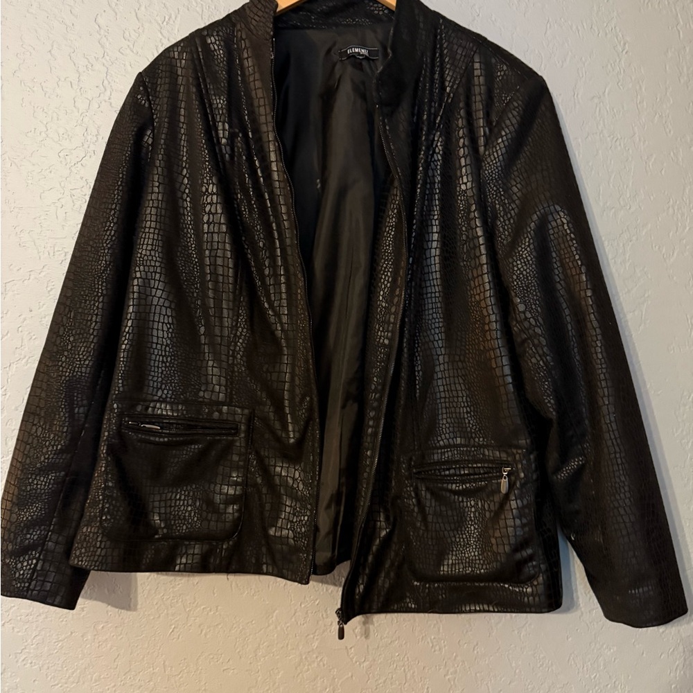 Black Crocodile Pattern Jacket